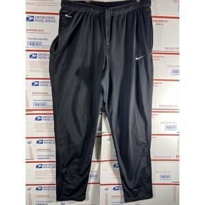 Nike Dri Fit Sweatpants Mens L Black Tapered Joggers Swoosh Logo Athletic Soccer